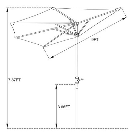 Nature Spring Nature Spring 9Ft Half-Canopy Patio Umbrella, Blue 479917SZY